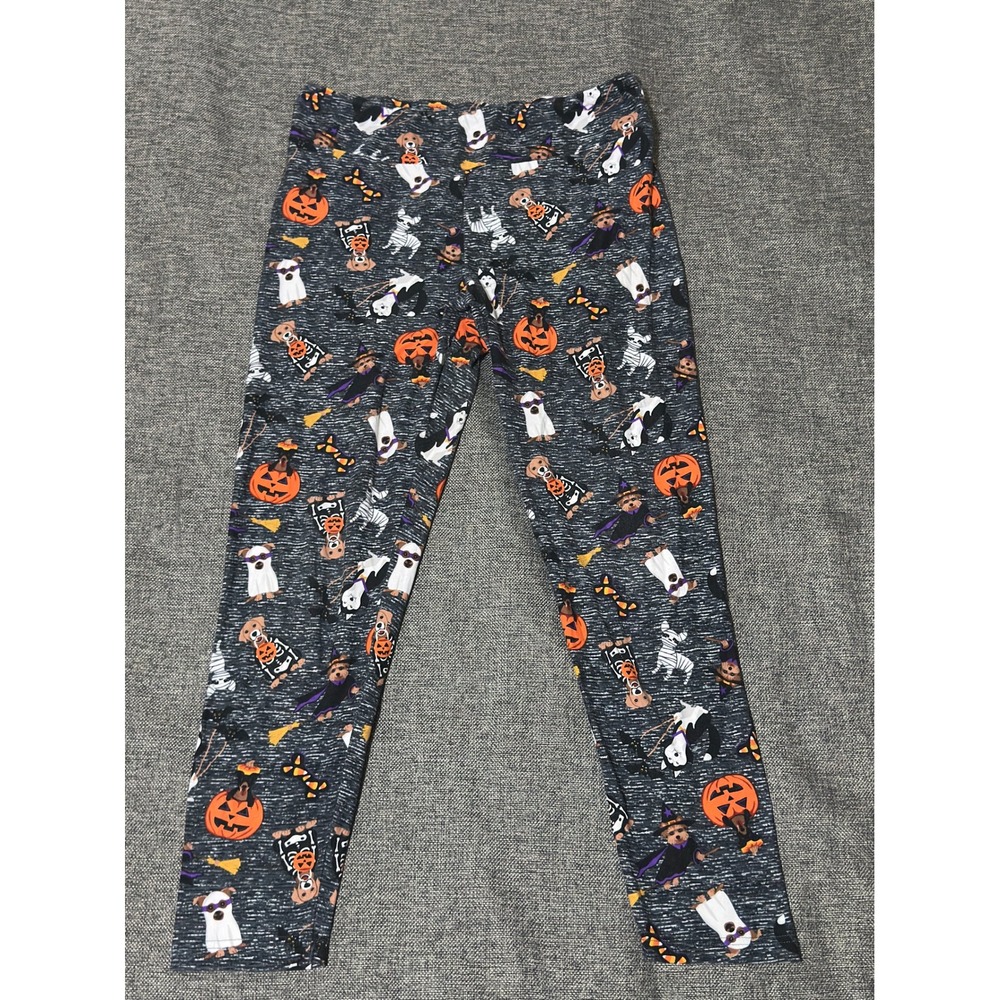 Unbranded Girls XL Leggings Halloween Dog Pumpkin Ghost Costume Print Gray